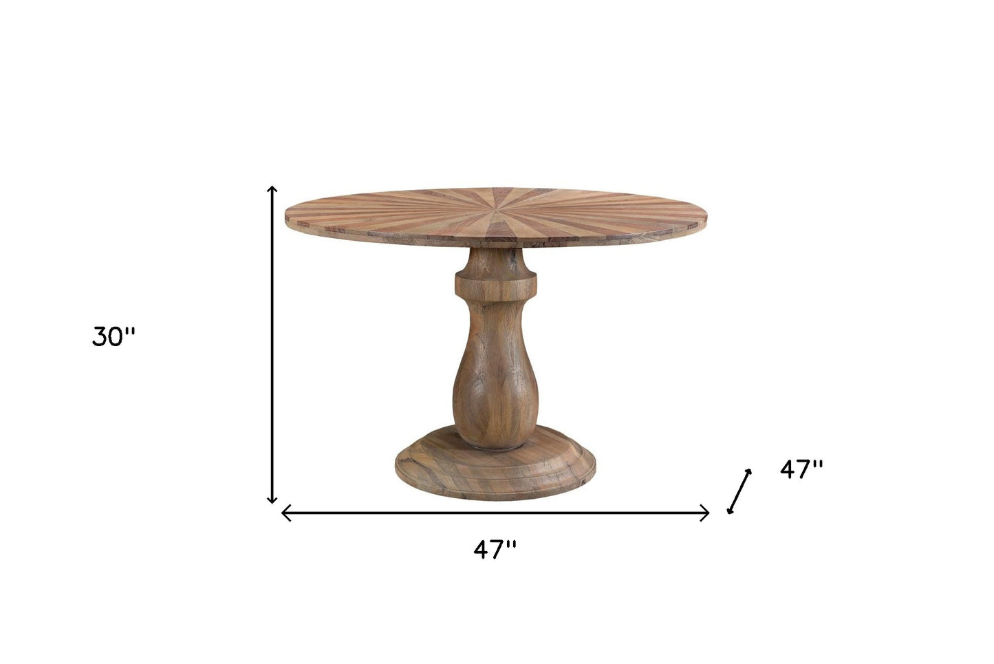 47" Brown Solid Wood Starburst Dining Table