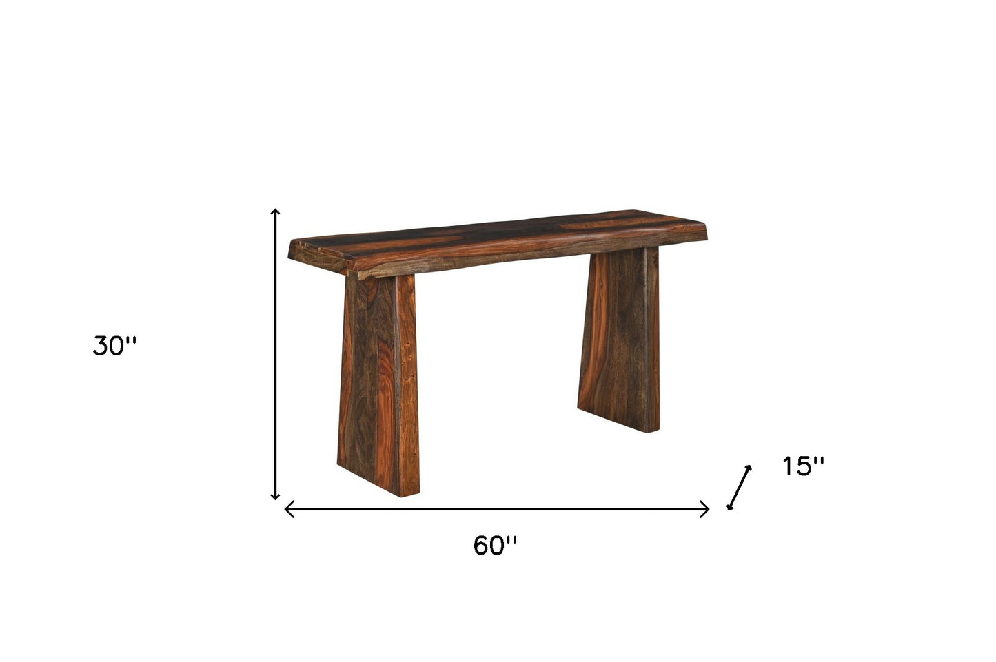 60" Dark Brown Solid Wood Frame Console Table