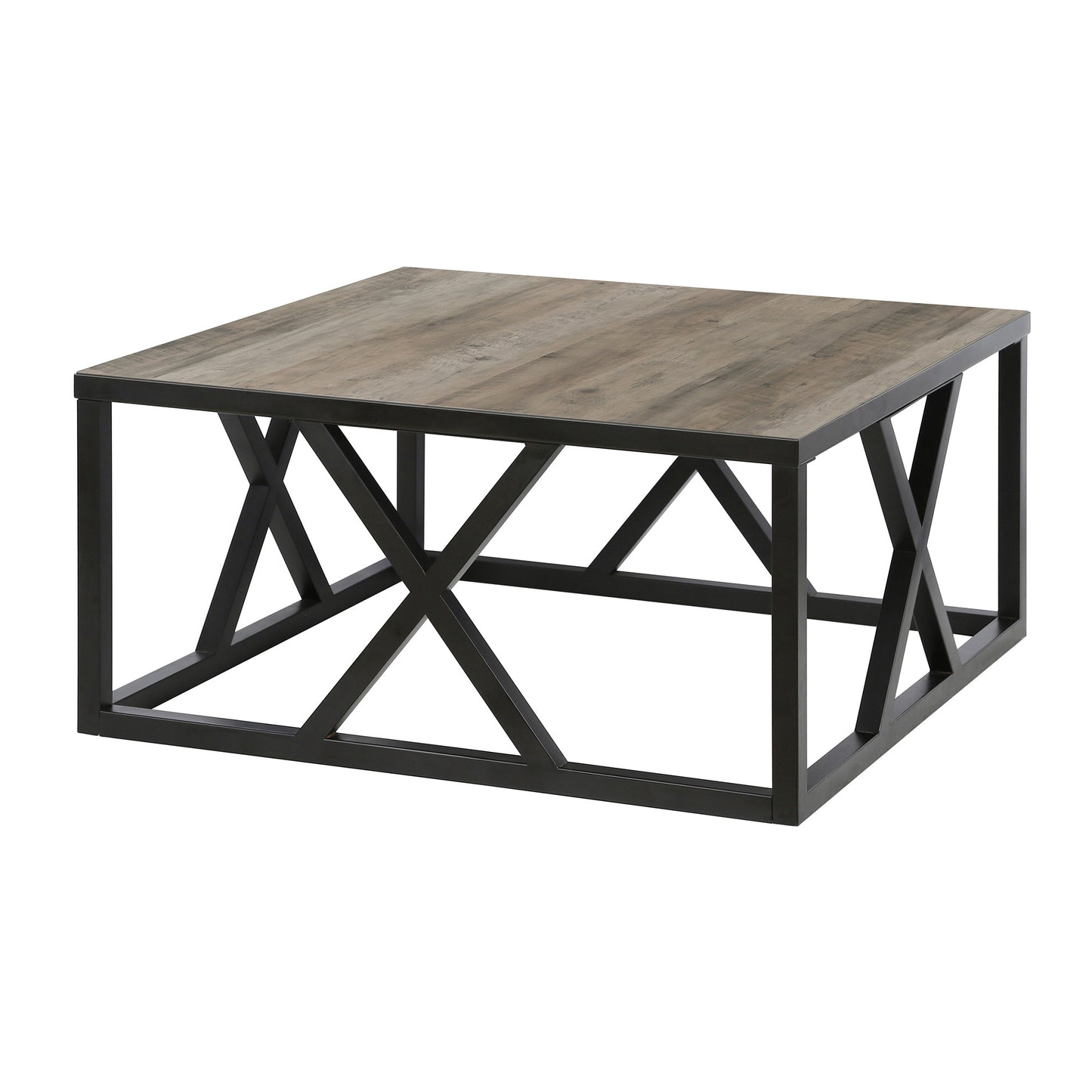 35" Black Steel Square Coffee Table