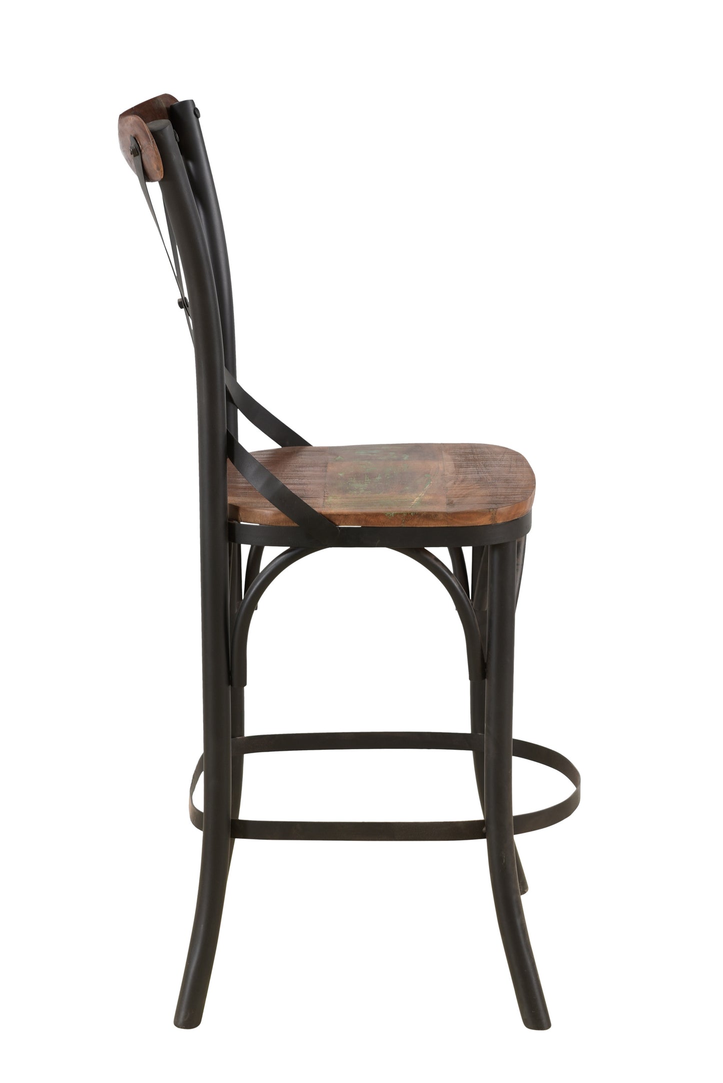 24" Brown And Black Metal Bar Height Bar Chair