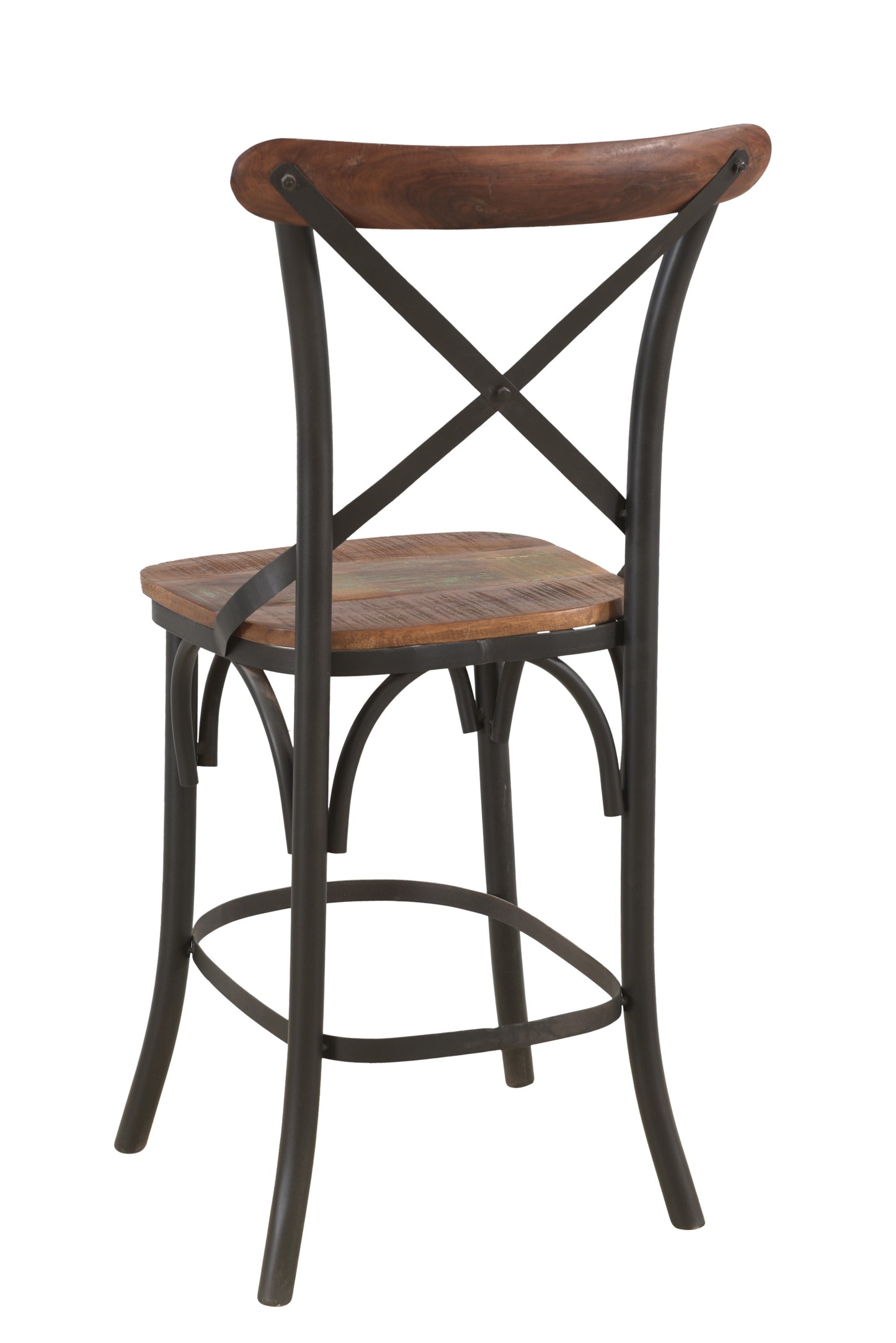 24" Brown And Black Metal Bar Height Bar Chair