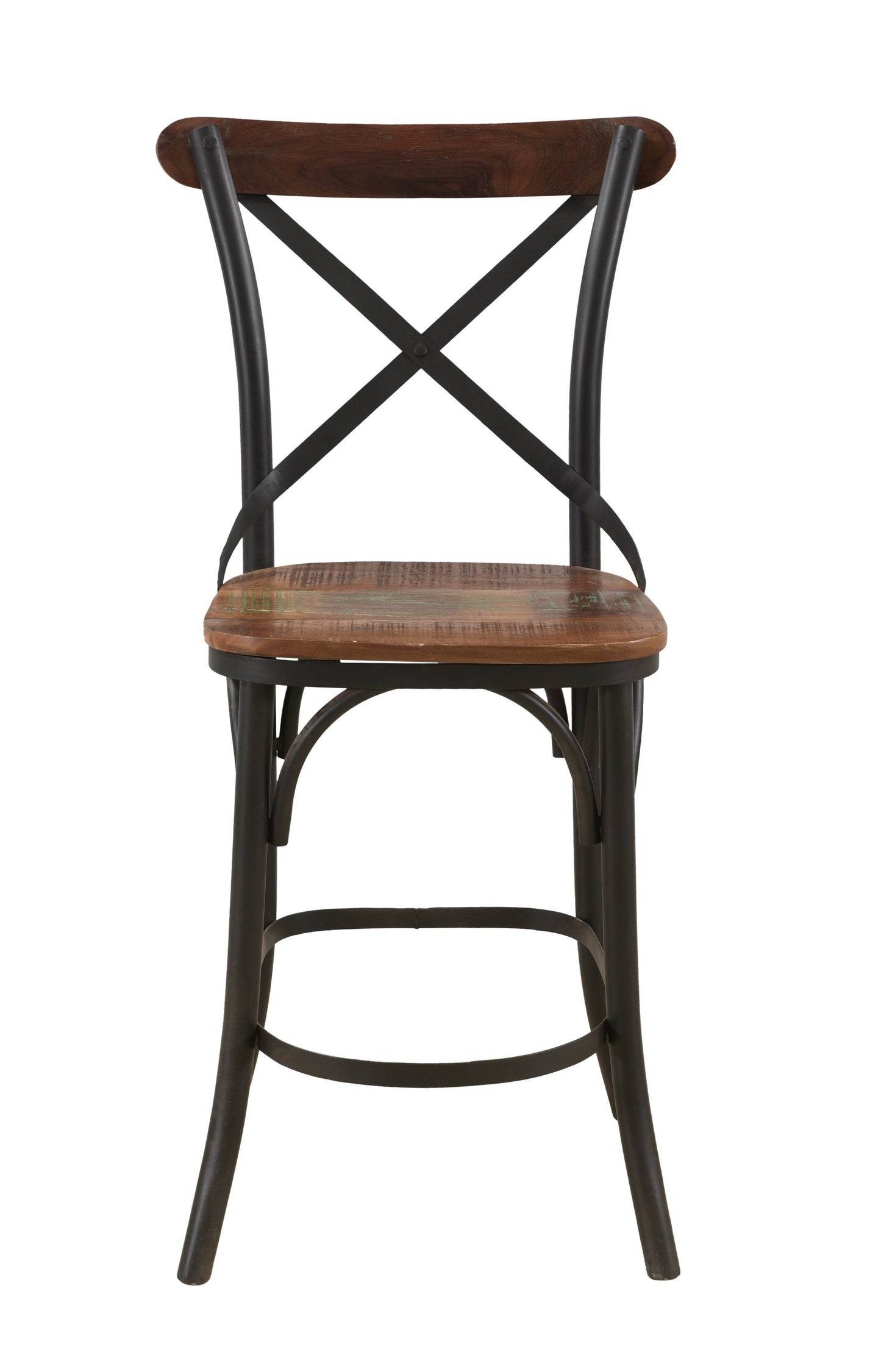 24" Brown And Black Metal Bar Height Bar Chair