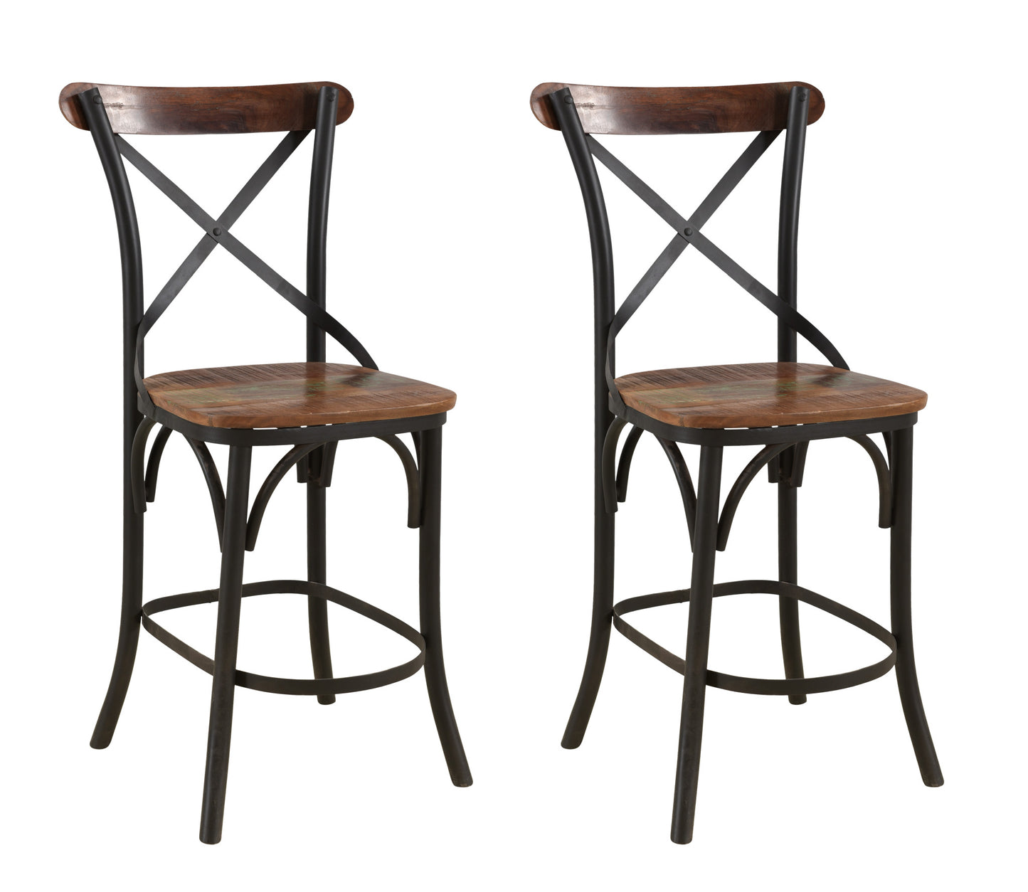 24" Brown And Black Metal Bar Height Bar Chair