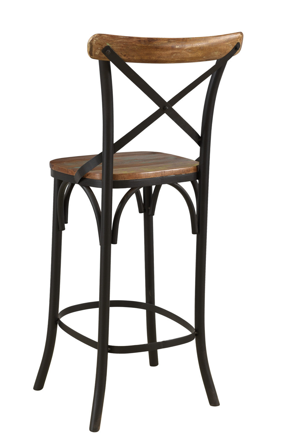 30" Brown And Black Metal Counter Height Bar Chair