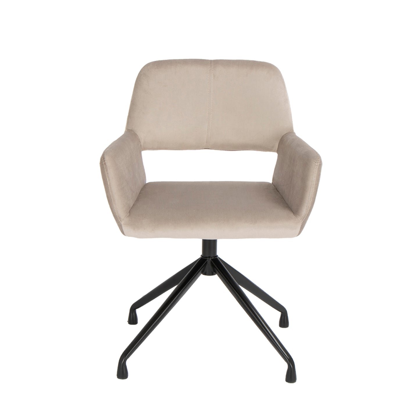 Beige and Black Velvet Swivel Office Chair