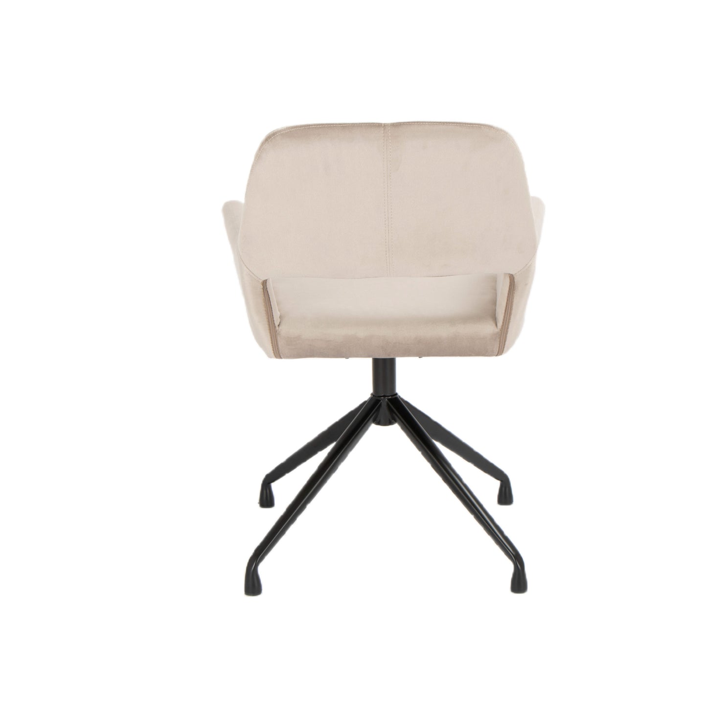 Beige and Black Velvet Swivel Office Chair