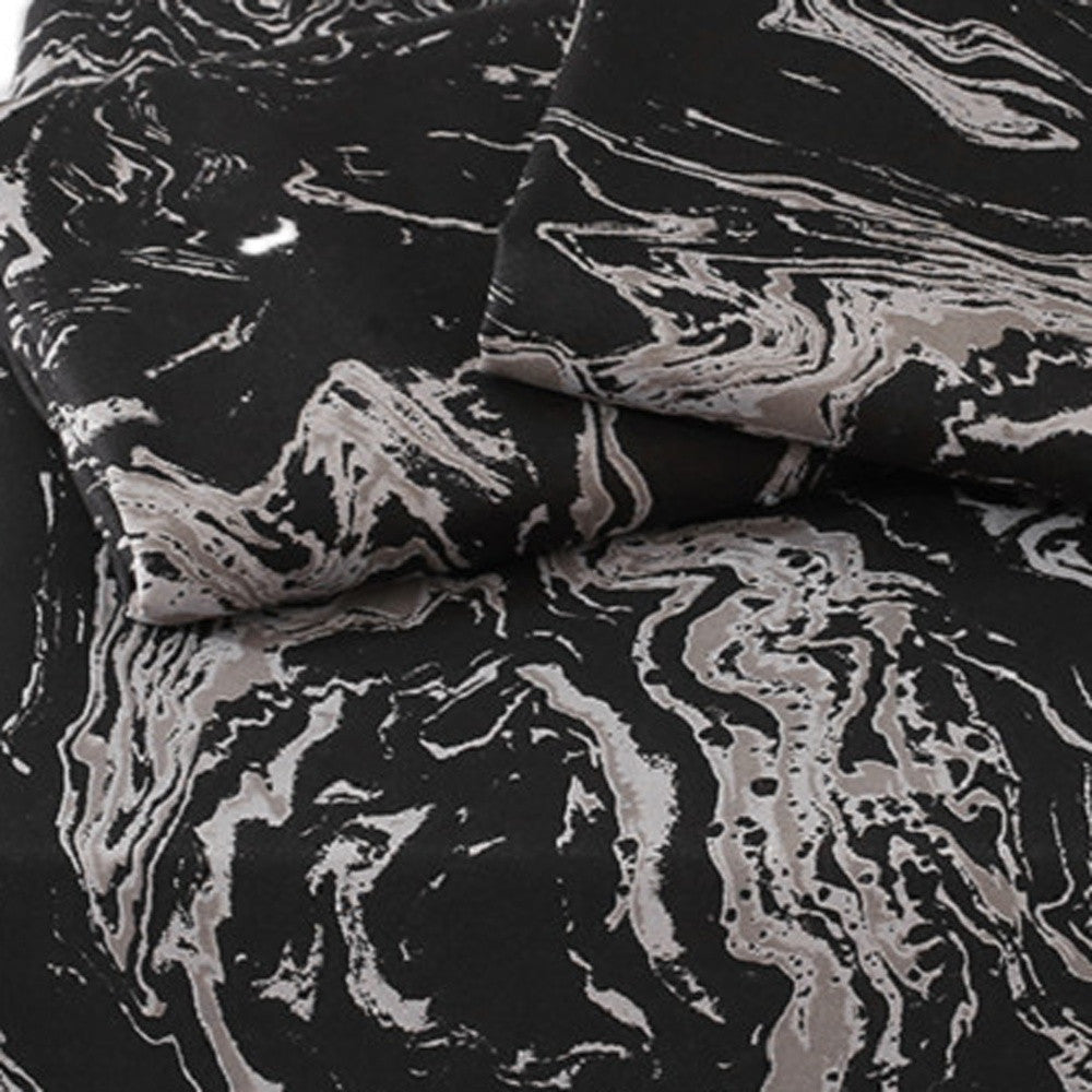 Black and Gray Queen Microfiber 1400 Thread Count Washable Duvet Cover Set