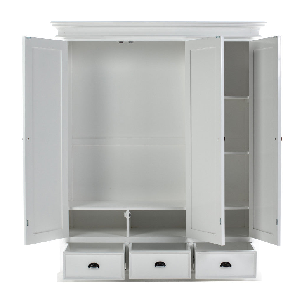 62" Off White Solid Wood Frame Standard Curio Cabinet With Six Shelves