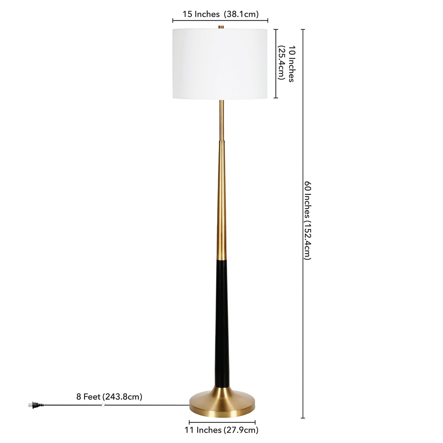 60" Black Traditional Shaped Floor Lamp With White Frosted Glass Drum Shade