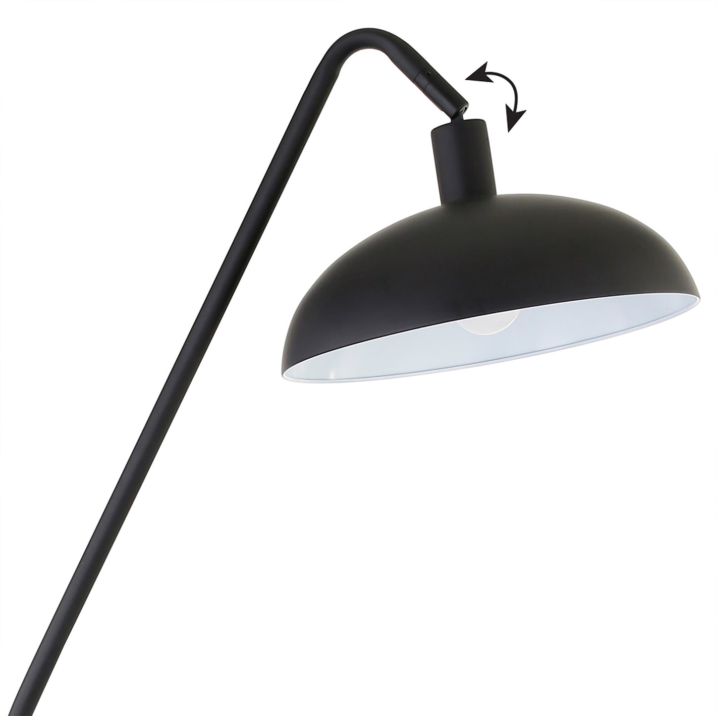 66" Black Reading Floor Lamp With Black Bowl Shade