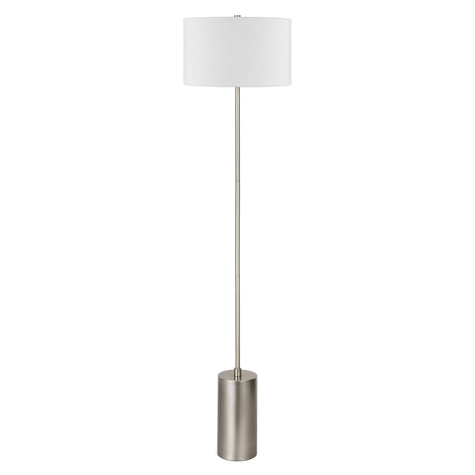 64" Nickel Traditional Shaped Floor Lamp With White Frosted Glass Empire Shade