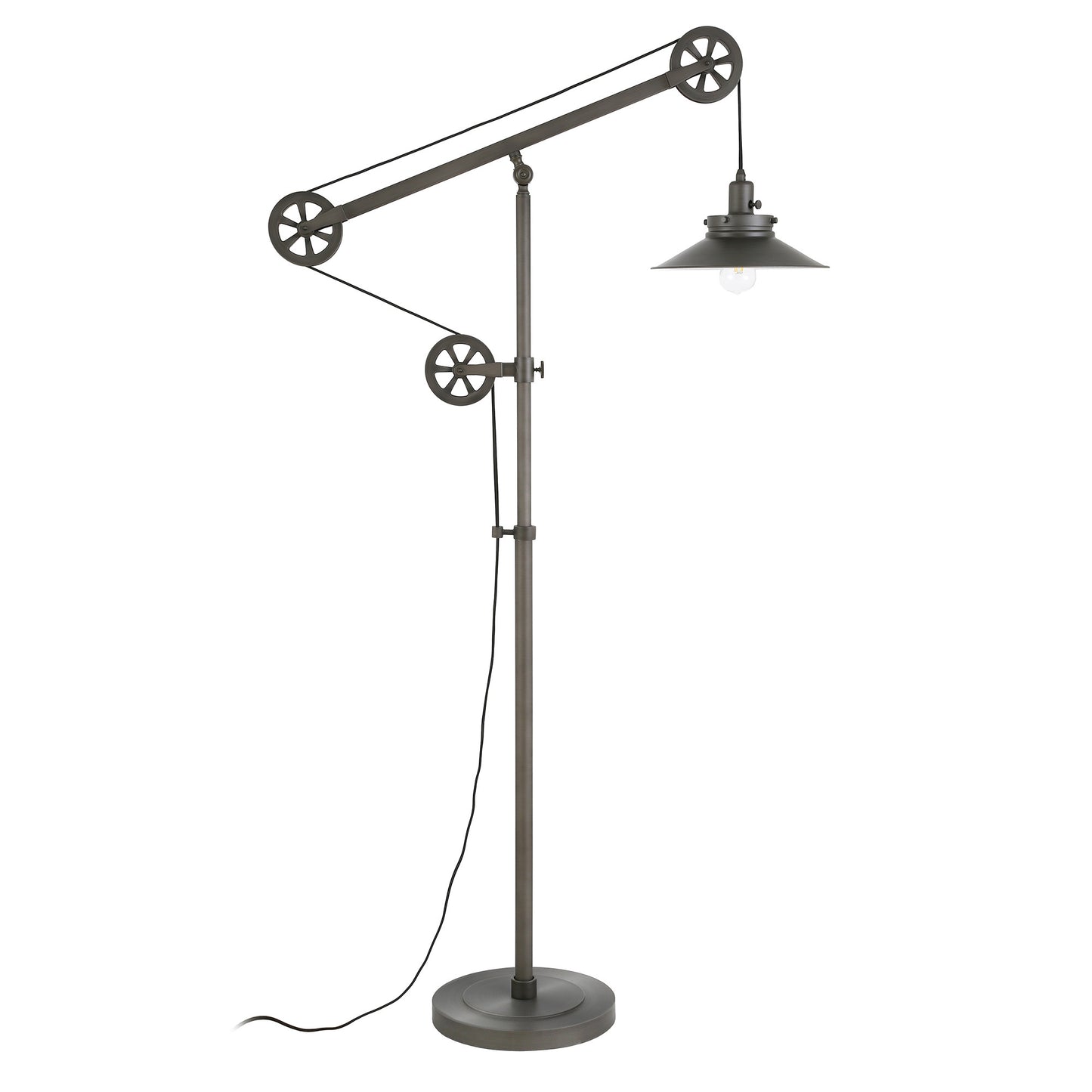63" Steel Reading Floor Lamp With Silver Cone Shade