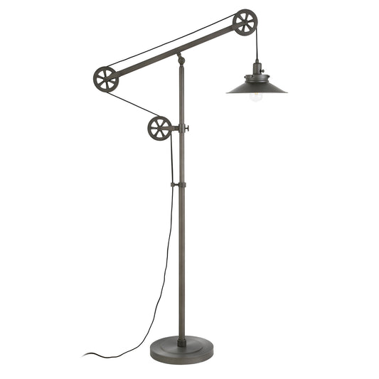 63" Steel Reading Floor Lamp With Silver Cone Shade