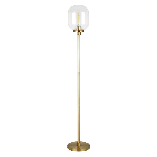 69" Brass Novelty Floor Lamp With Clear Seeded Glass Globe Shade