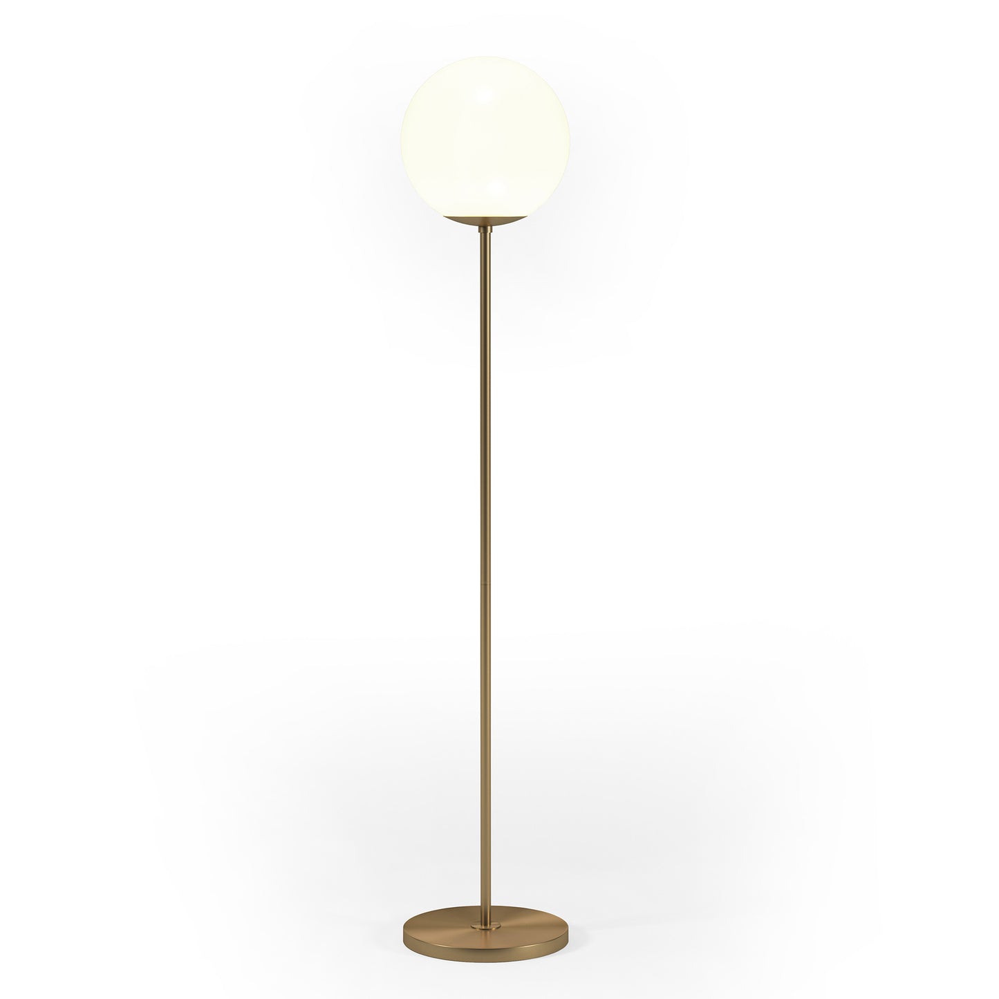 62" Brass Novelty Floor Lamp With White Frosted Glass Globe Shade