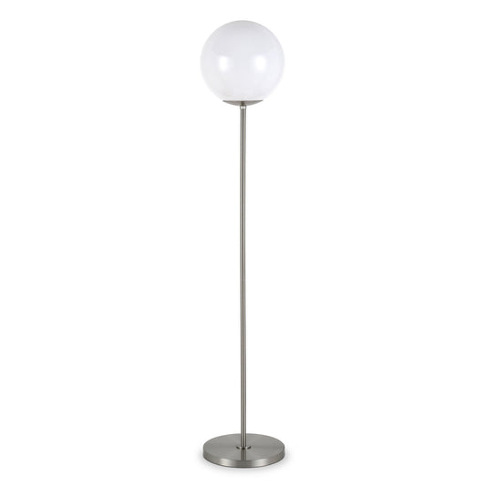 62" Nickel Novelty Floor Lamp With White No Pattern Frosted Glass Globe Shade