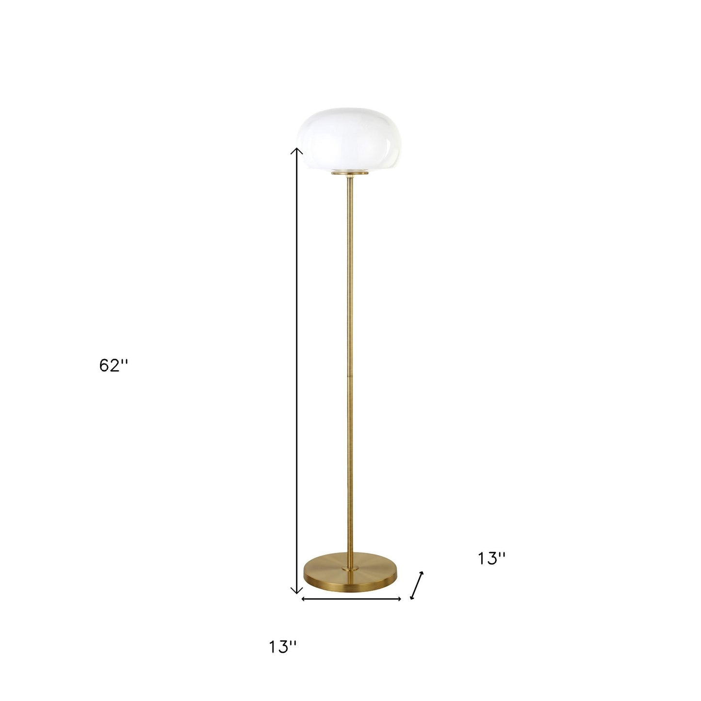 62" Brass Novelty Floor Lamp With White Frosted Glass Globe Shade