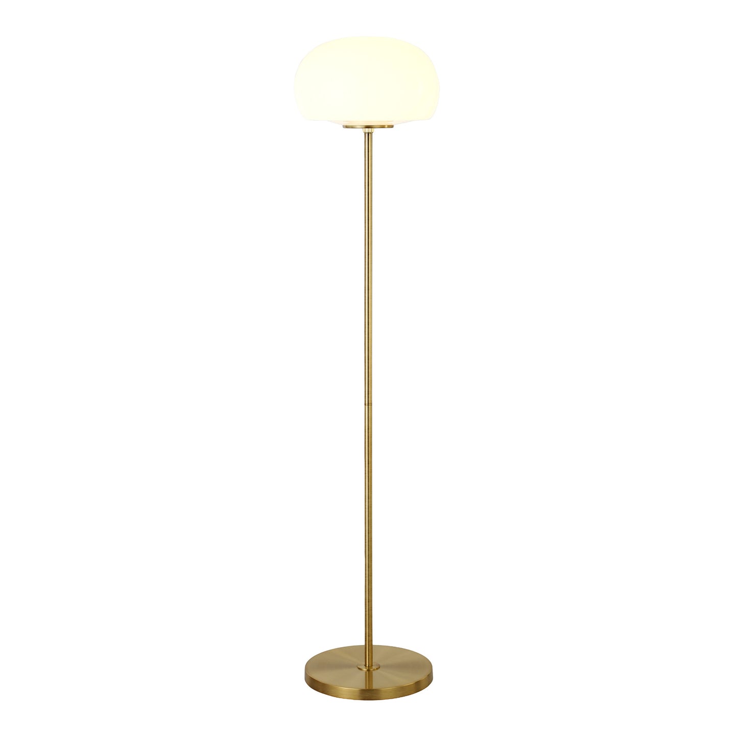 62" Brass Novelty Floor Lamp With White Frosted Glass Globe Shade