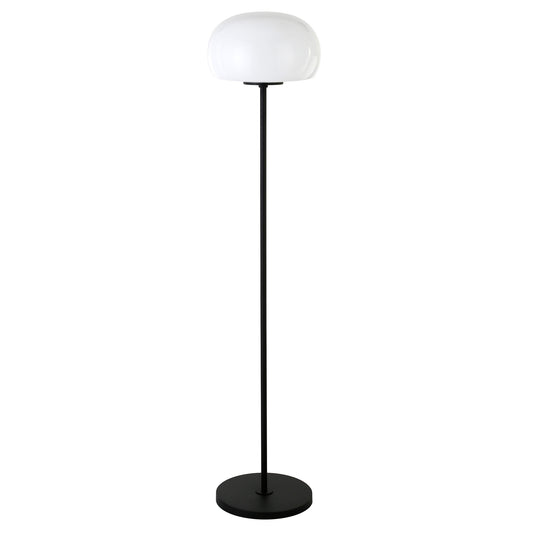 62" Black Novelty Floor Lamp With White Frosted Glass Globe Shade