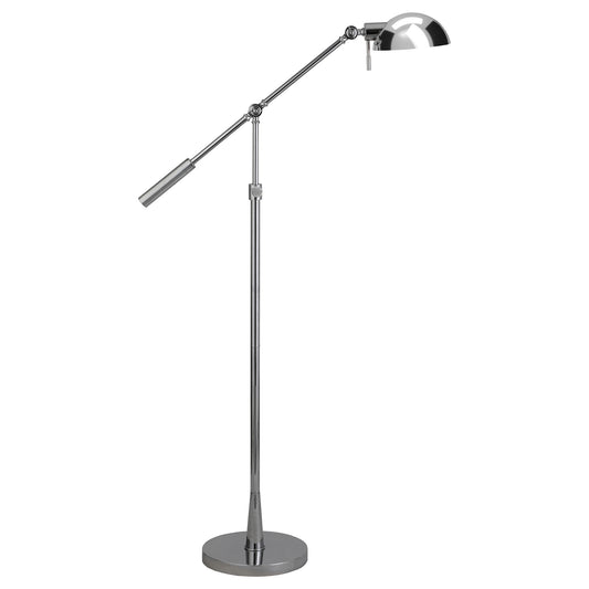 61" Nickel Adjustable Swing Arm Floor Lamp With Nickel No Pattern Cone Shade