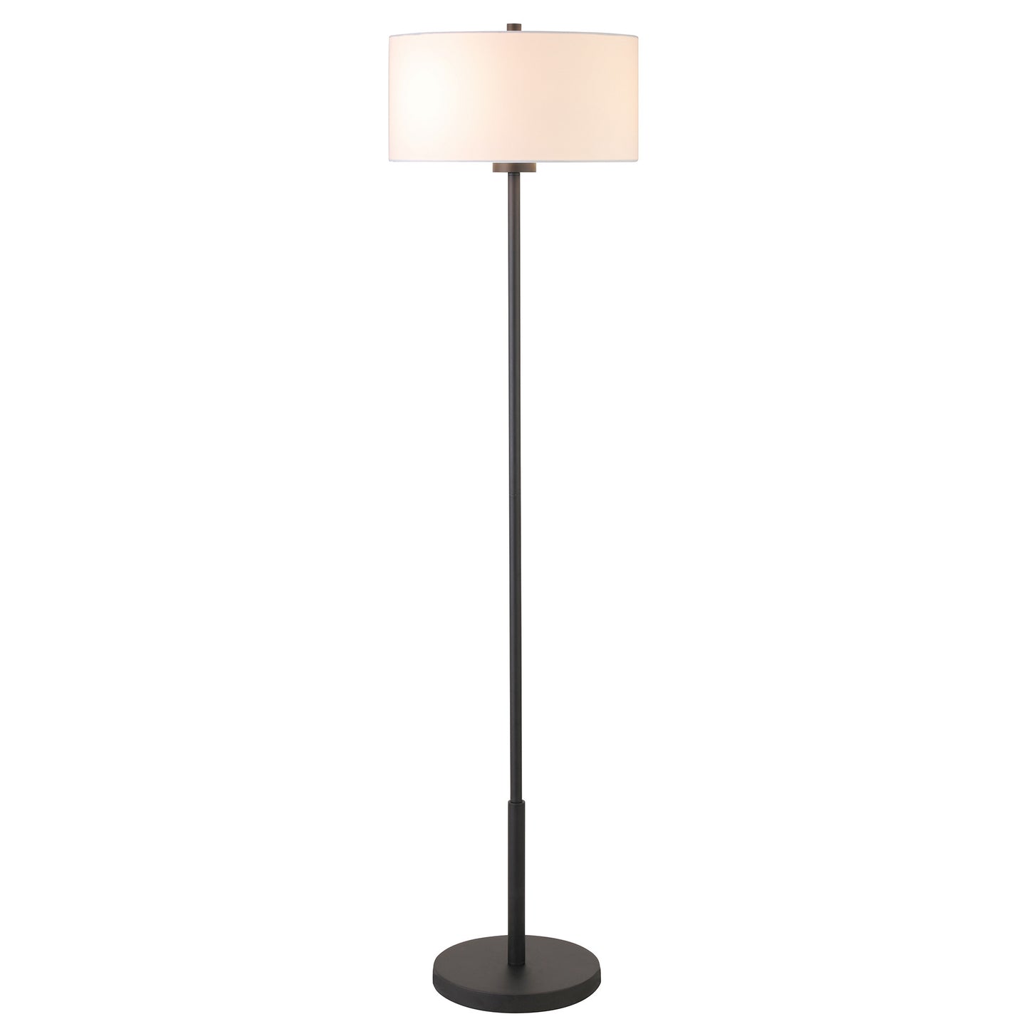 61" Black Traditional Shaped Floor Lamp With White Drum Shade