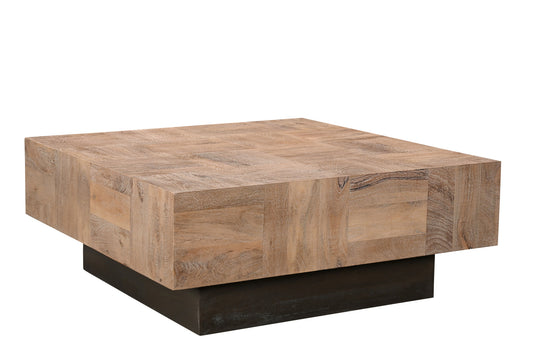 40" Brown And Black Solid Wood Square Coffee Table