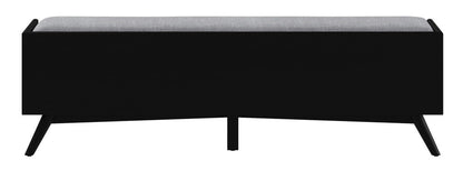 59" Gray and Black Fabric Upholstered Storage Bench with Drawers