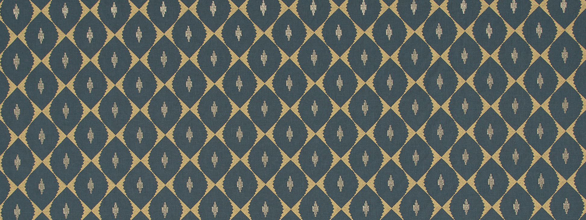 Blue and tan diamond lattice wallpaper with tiny central motif; vintage geometric wallcovering