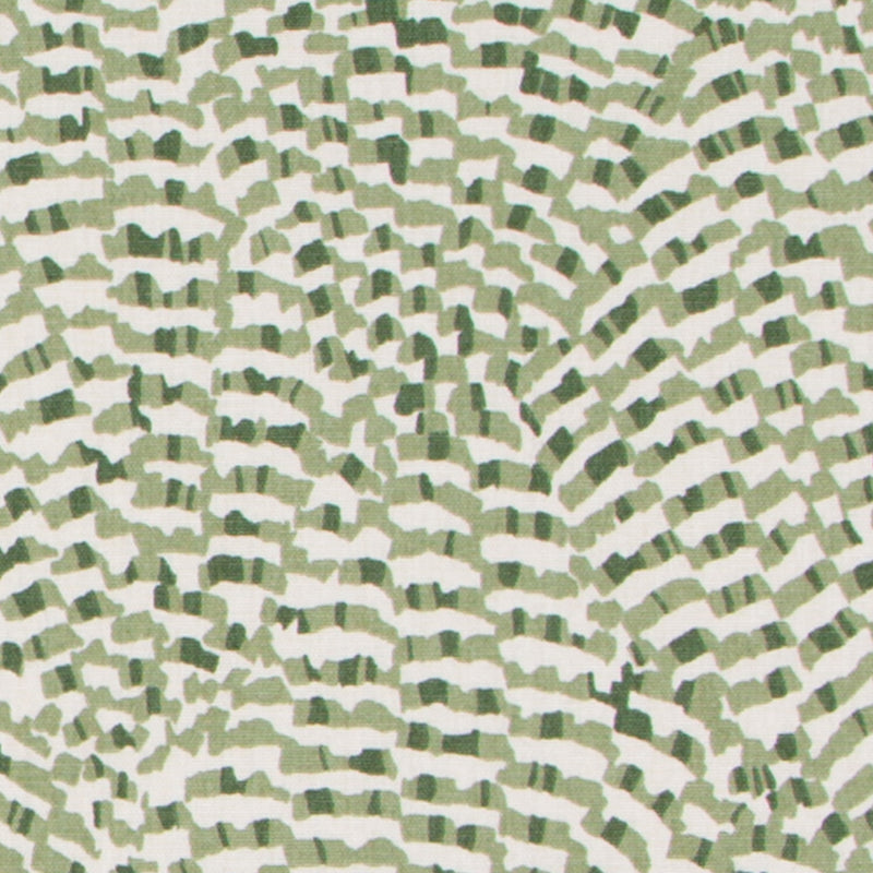 Olive green and white concentric brush-stroke print on fabric; modern design for decor or scarf.