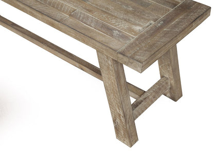 60" Natural Solid Wood Distressed Dining Bench