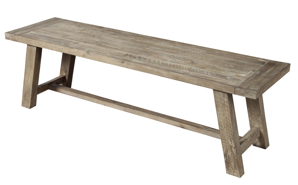 60" Natural Solid Wood Distressed Dining Bench