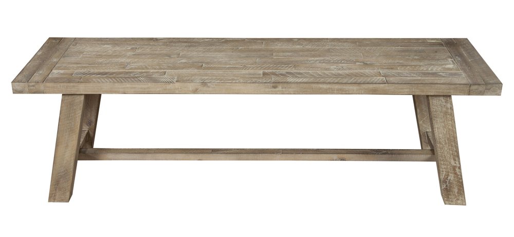 60" Natural Solid Wood Distressed Dining Bench