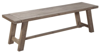 60" Natural Solid Wood Distressed Dining Bench