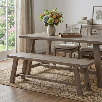 60" Natural Distressed Solid Wood Dining Bench