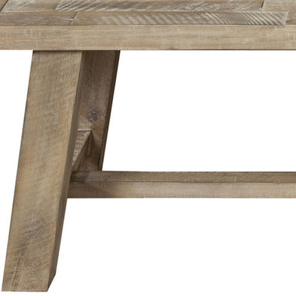 60" Natural Solid Wood Distressed Dining Bench