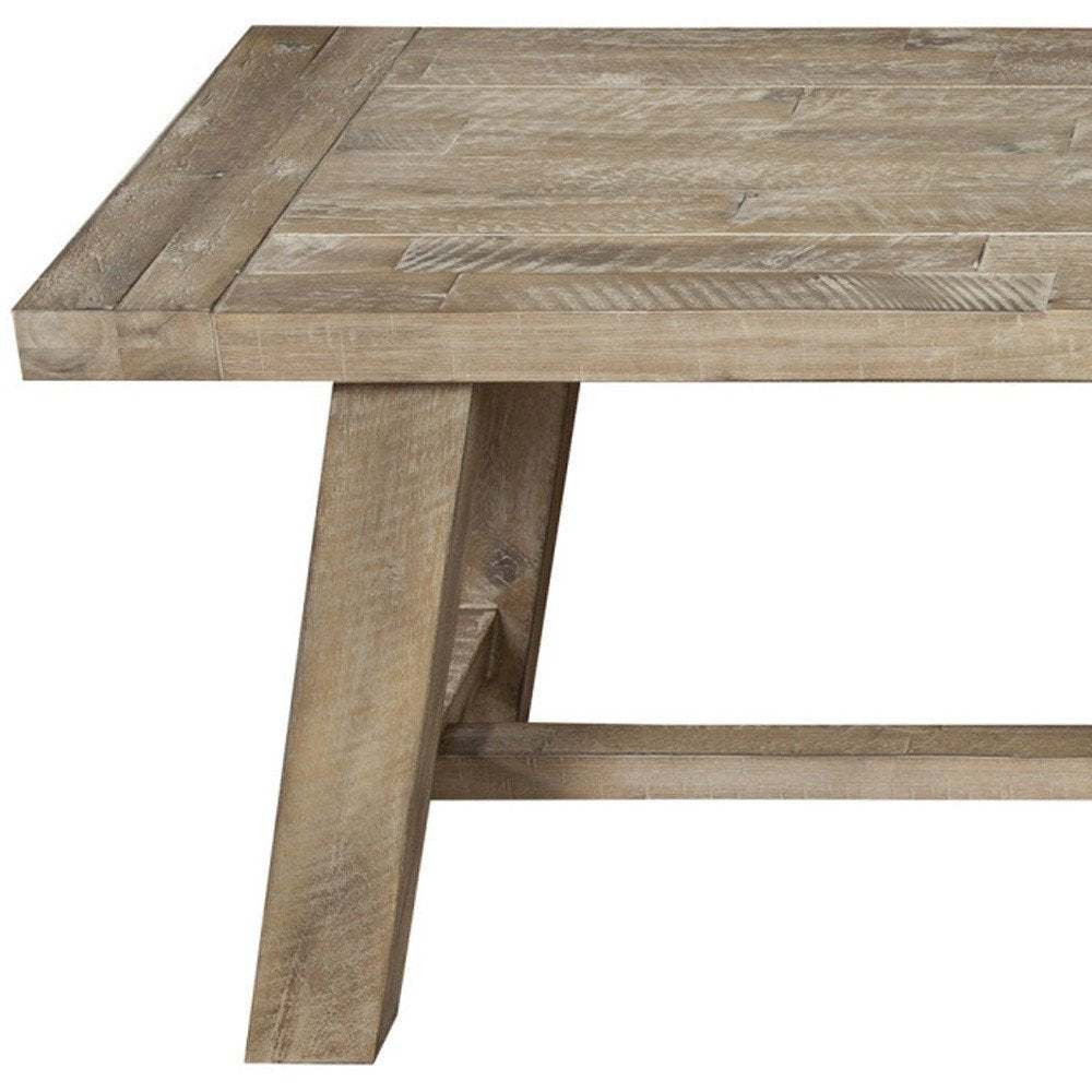 60" Natural Solid Wood Distressed Dining Bench