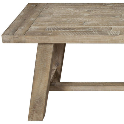 60" Natural Solid Wood Distressed Dining Bench