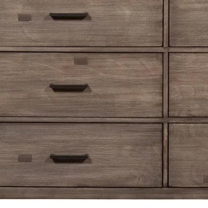 60" Gray Taupe Solid Wood Six Drawer Double Dresser