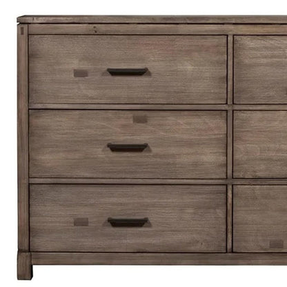 60" Gray Solid Wood Six Drawer Double Dresser