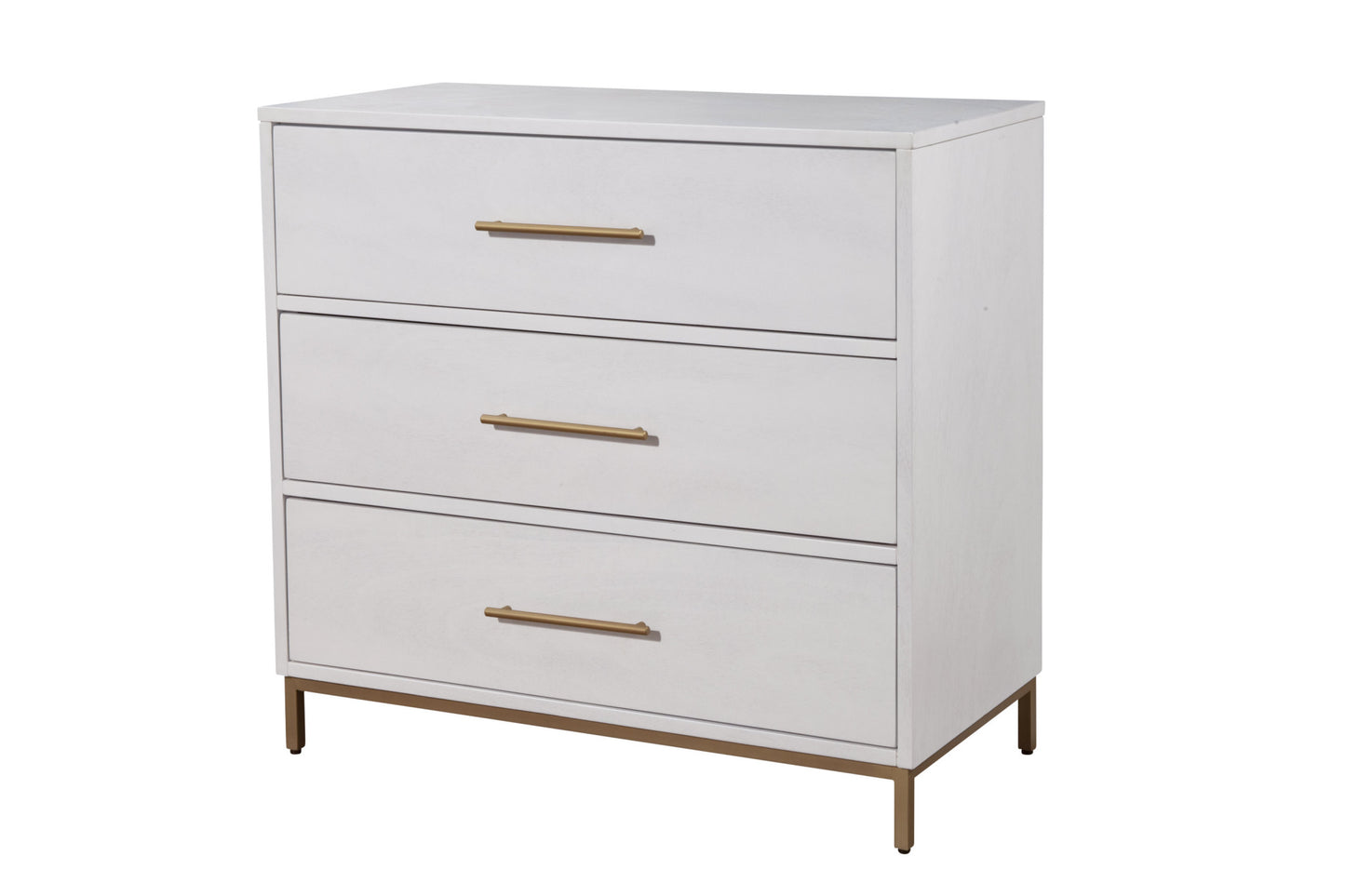 36" White Solid Wood Three Drawer Chest