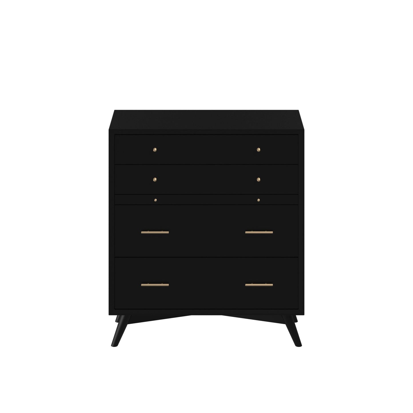 38" Black Solid Wood Four Drawer Chest