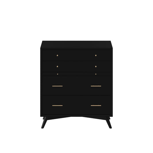 38" Black Solid Wood Four Drawer Chest