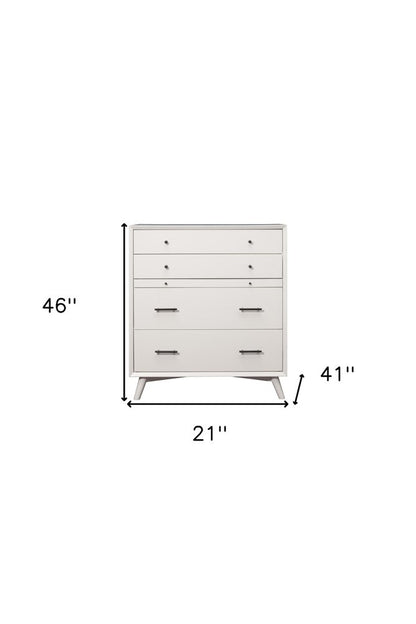 38" White Solid Wood Four Drawer Chest