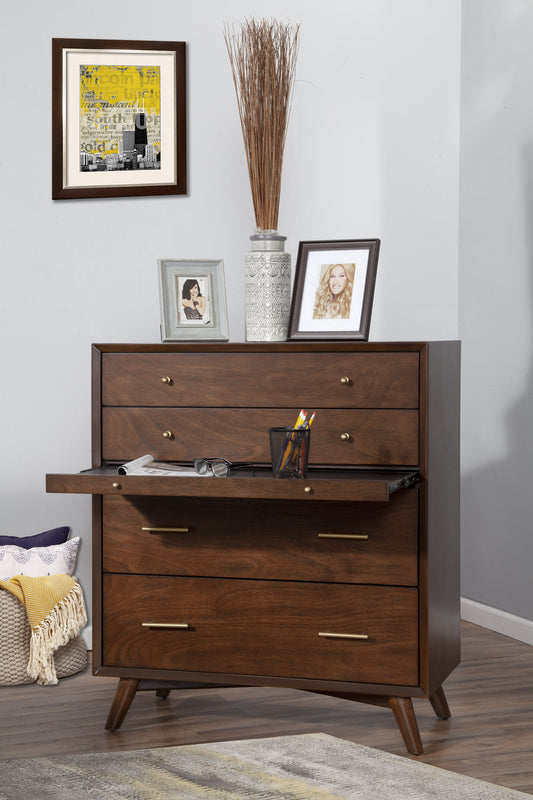 38" Mahogany Solid Wood Four Drawer Chest