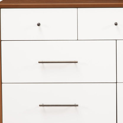 56" Brown And White Solid Wood Seven Drawer Double Dresser