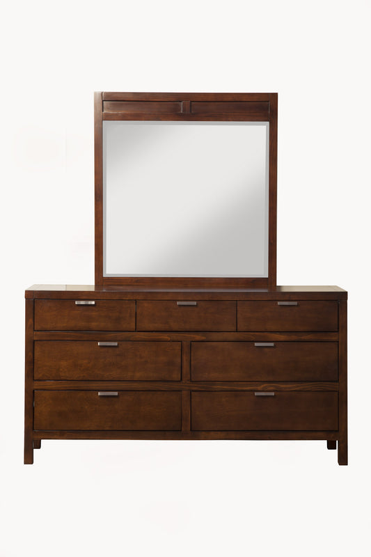 63" Brown Solid Wood Seven Drawer Double Dresser