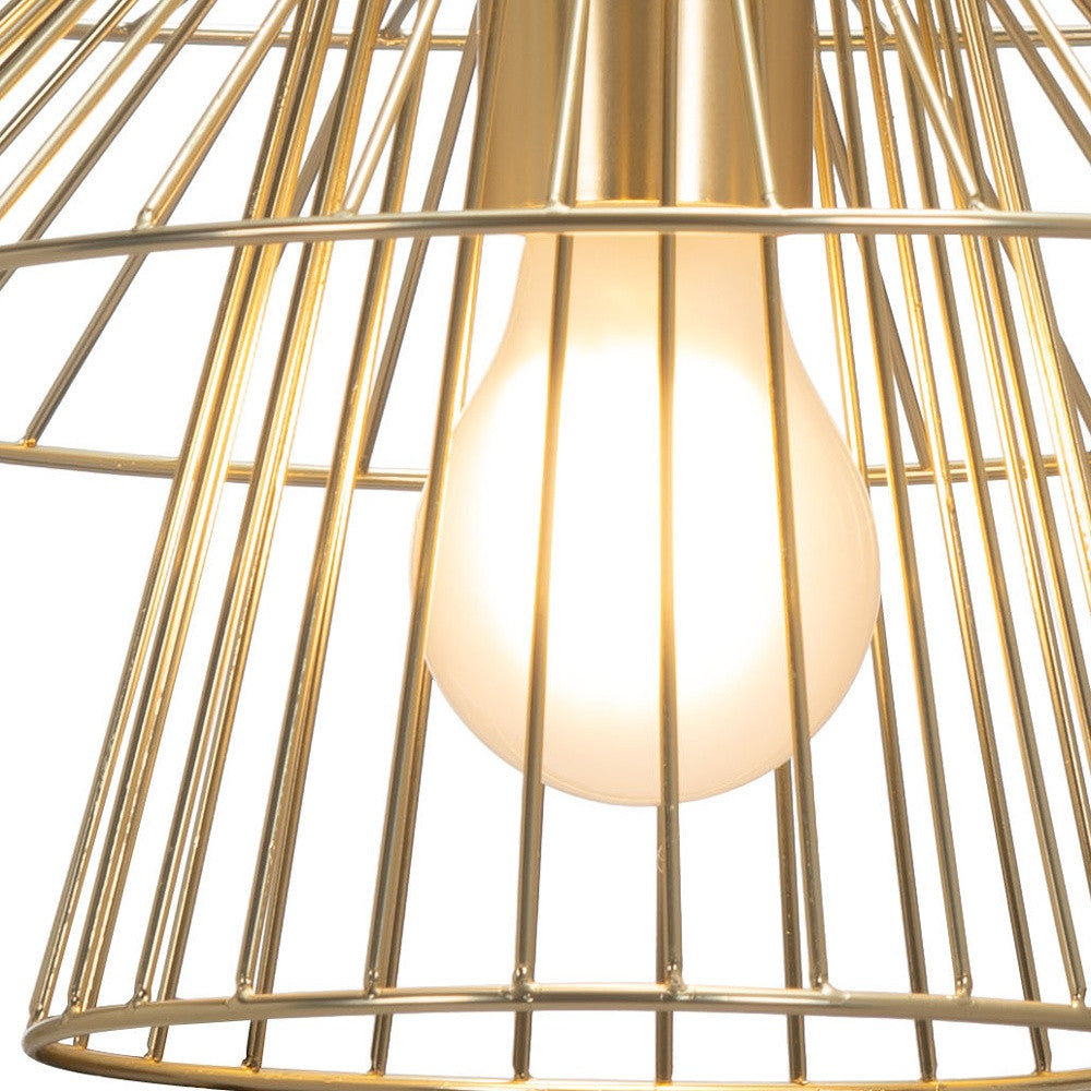 Gold Caged Geometric Metal Hanging Ceiling Light