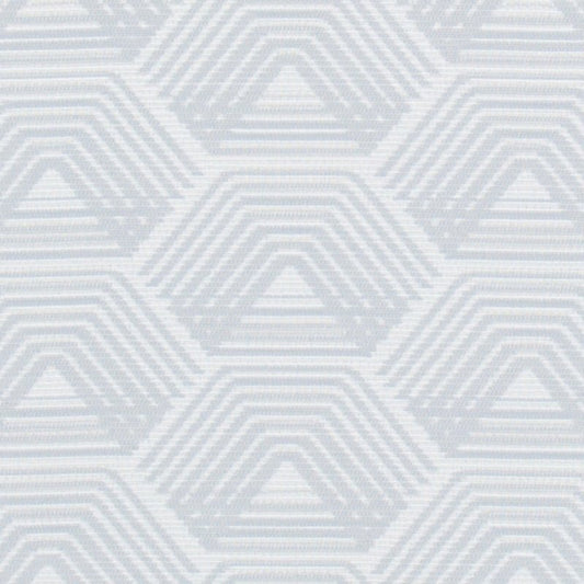 Light gray and white geometric pattern with overlapping hexagon shapes and stepped concentric lines.
