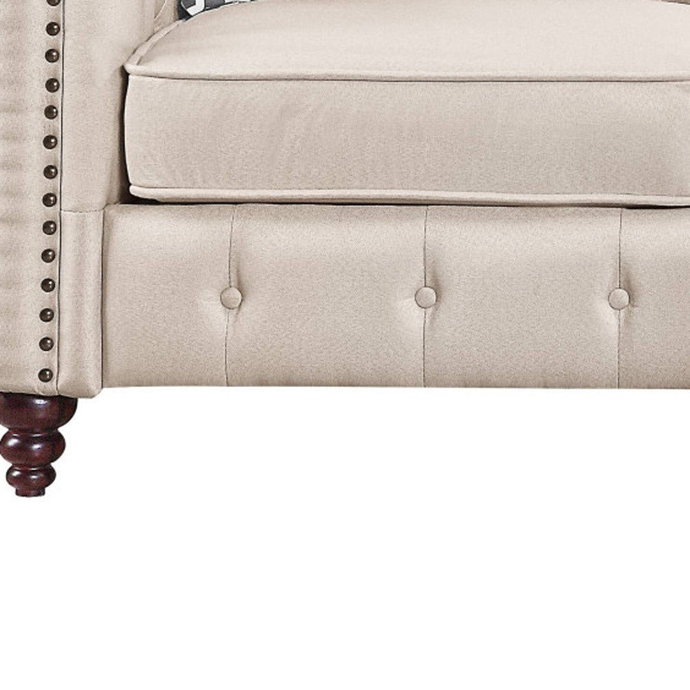 Beige Linen L Shaped Sofa and Chaise