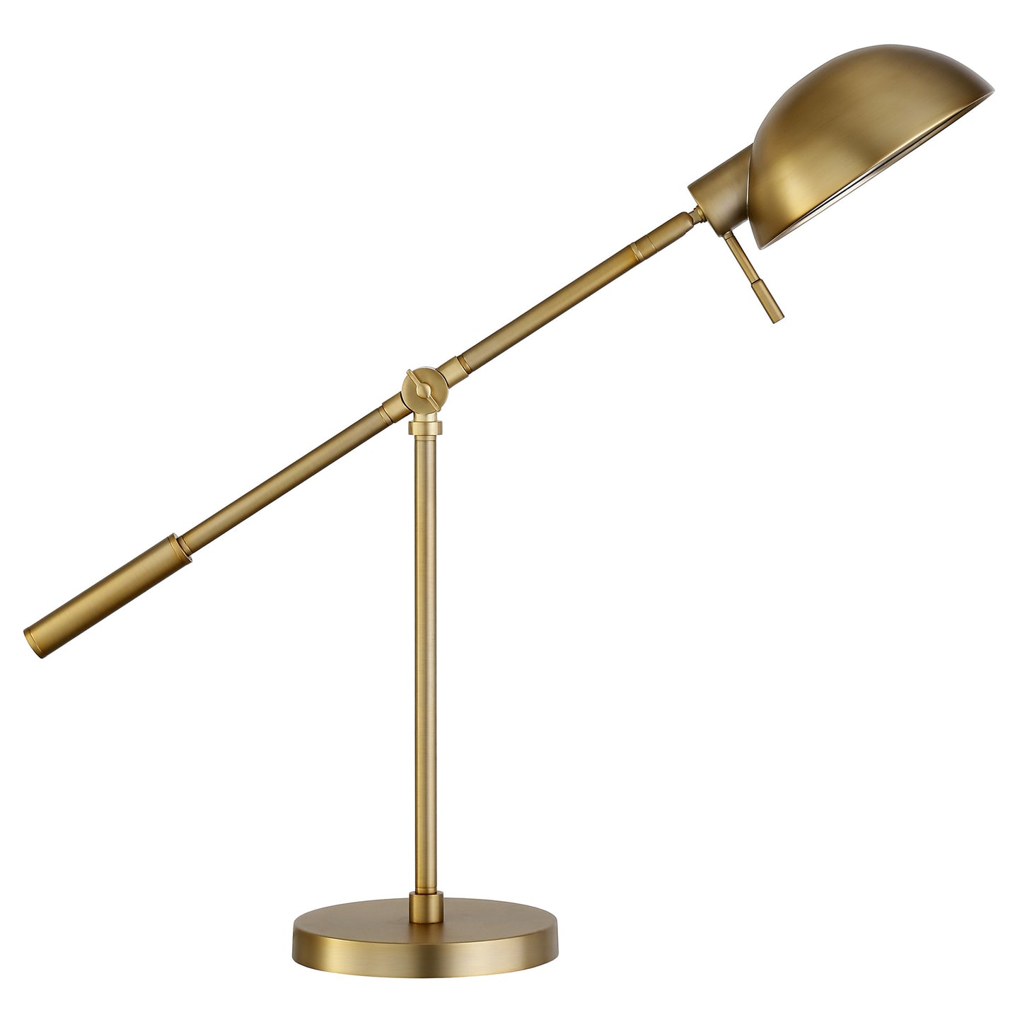 23" Brass Metal Desk Table Lamp With Brass Dome Shade